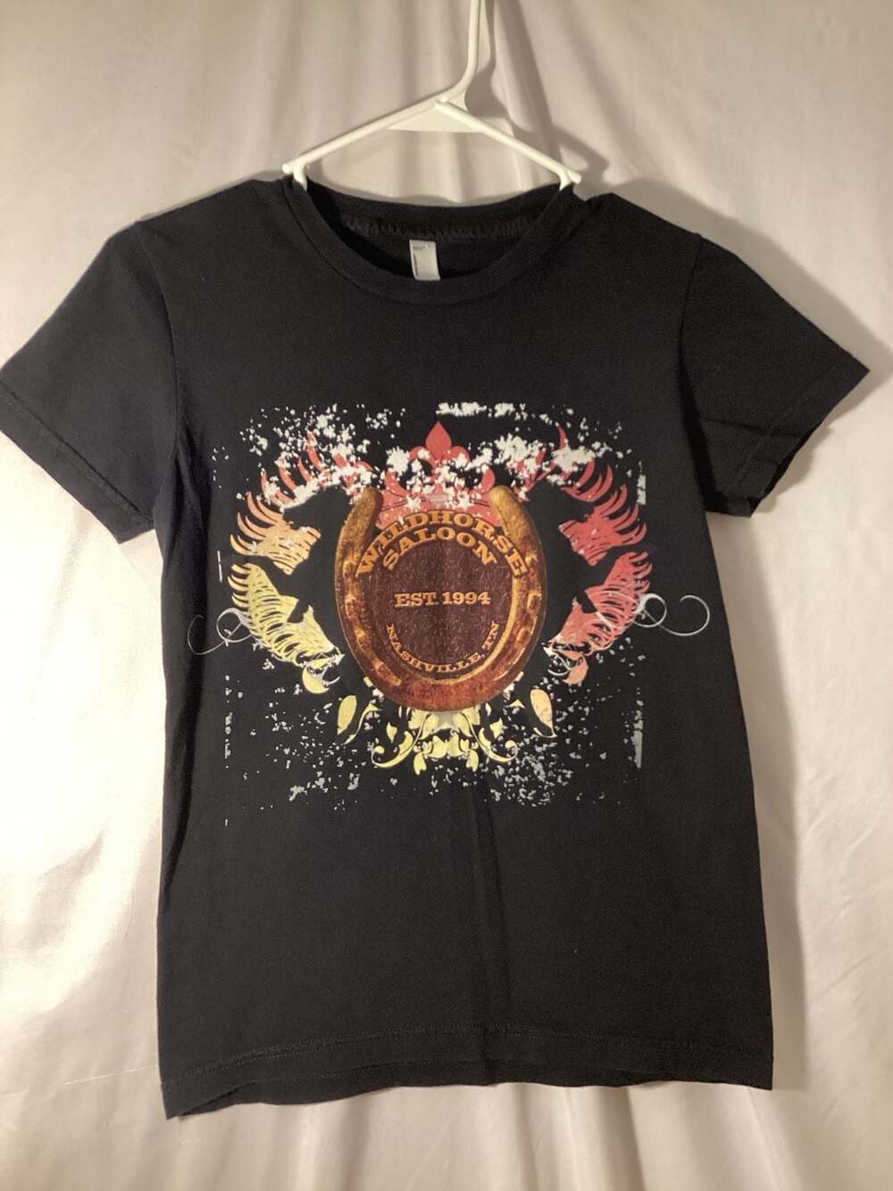 American Apparel Wildhorse Saloon T-Shirt Size M Black Graphic Tee